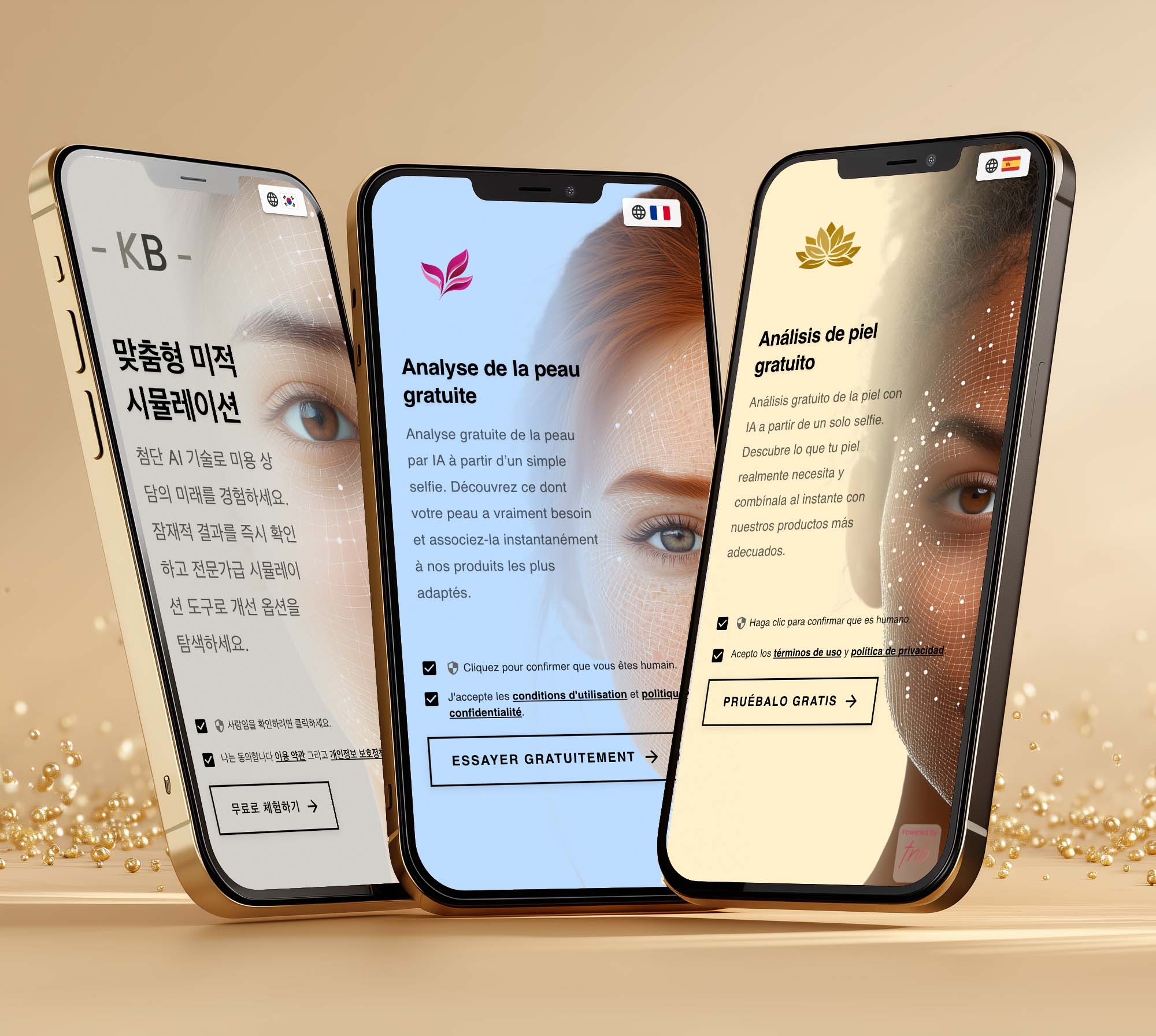 AI Skin Chat in Korean, French, and Spanish